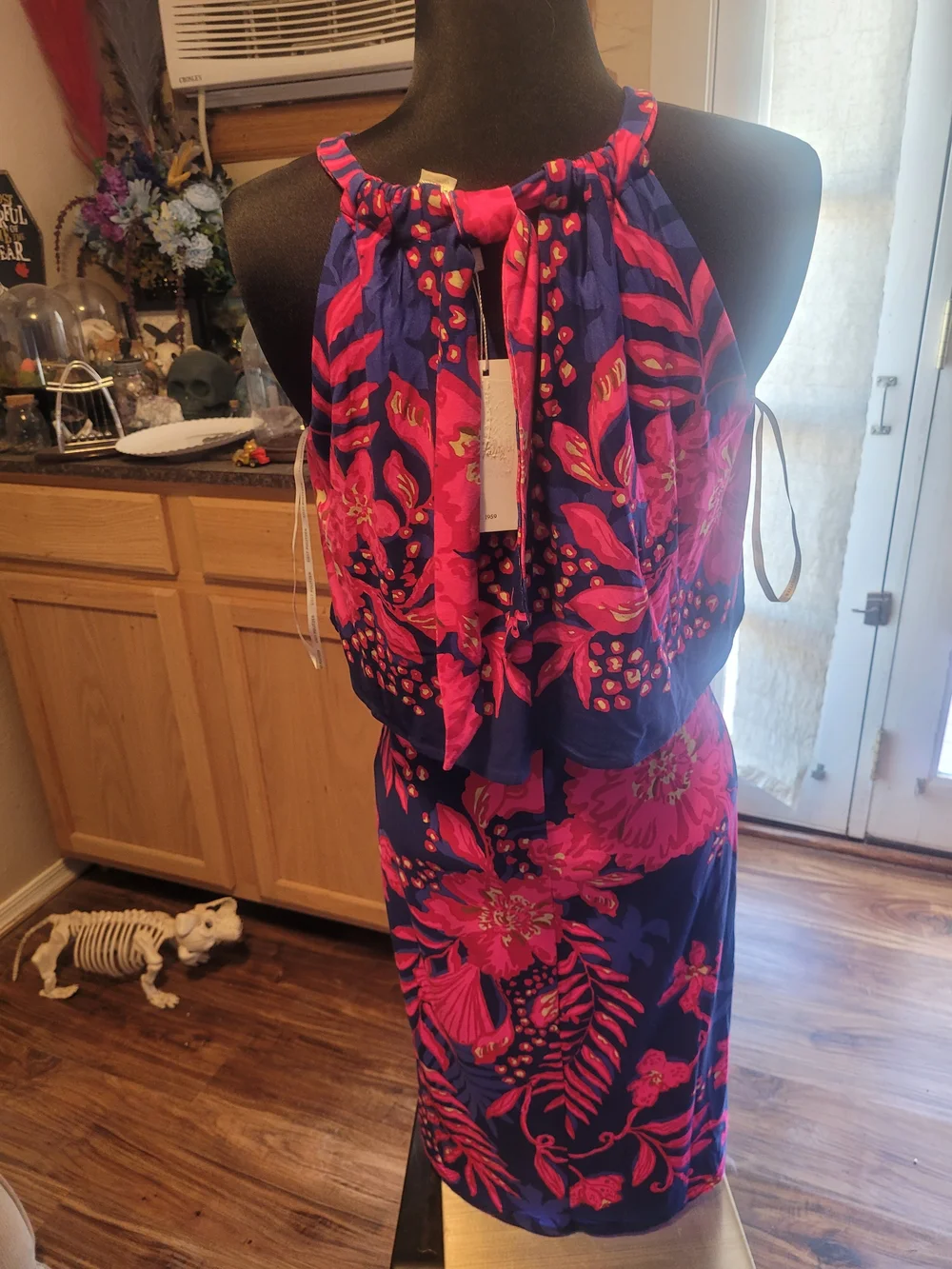 Lilly Pulitzer Navy and Hot Pink Floral Maxi Skirt Set